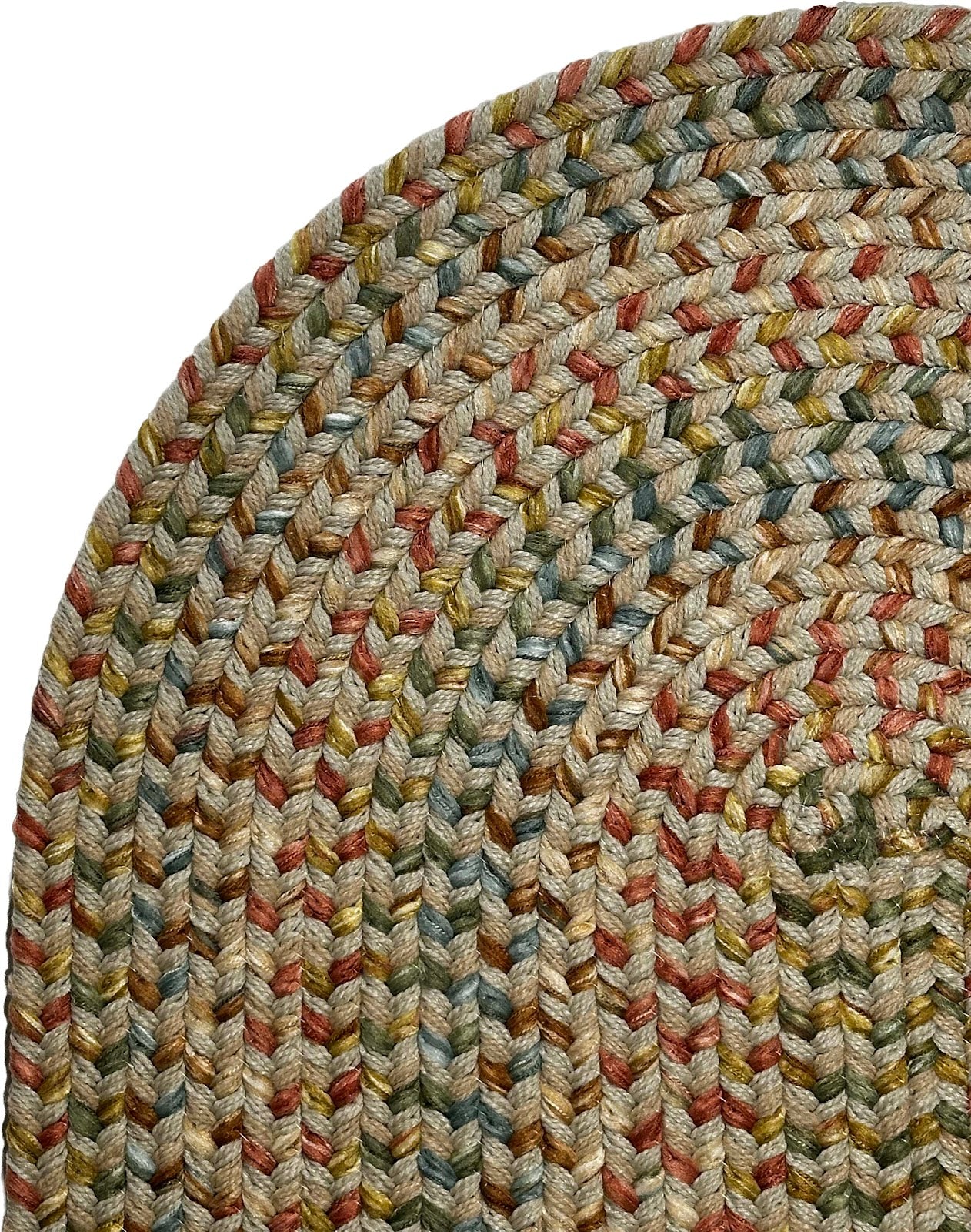 Beige braided oval rug – multicolor reversible made in USA