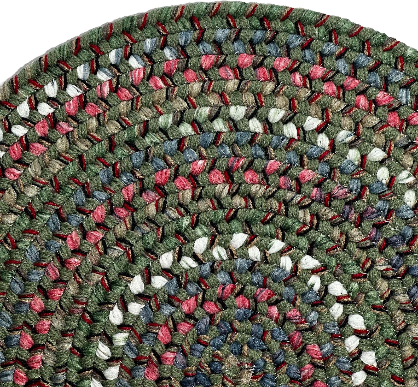 Olive braided oval rug –  multicolor reversible made in USA