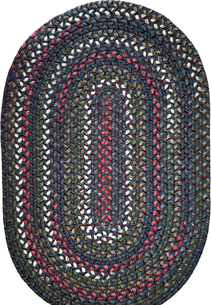 Marina Blue braided oval rug –  multicolor reversible made in USA