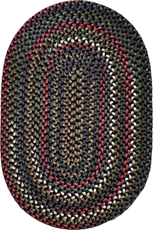 Black braided oval rug –  multicolor reversible made in USA