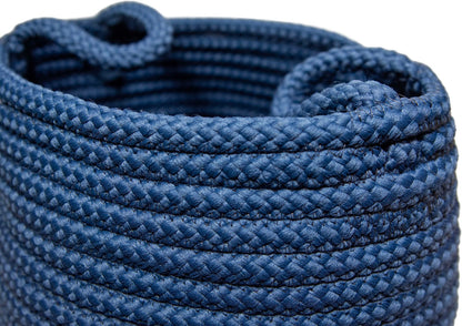 Beehive braided storage basket in Jasmine blue, round 14x14x10 polypropylene basket with sewn handles, made in USA