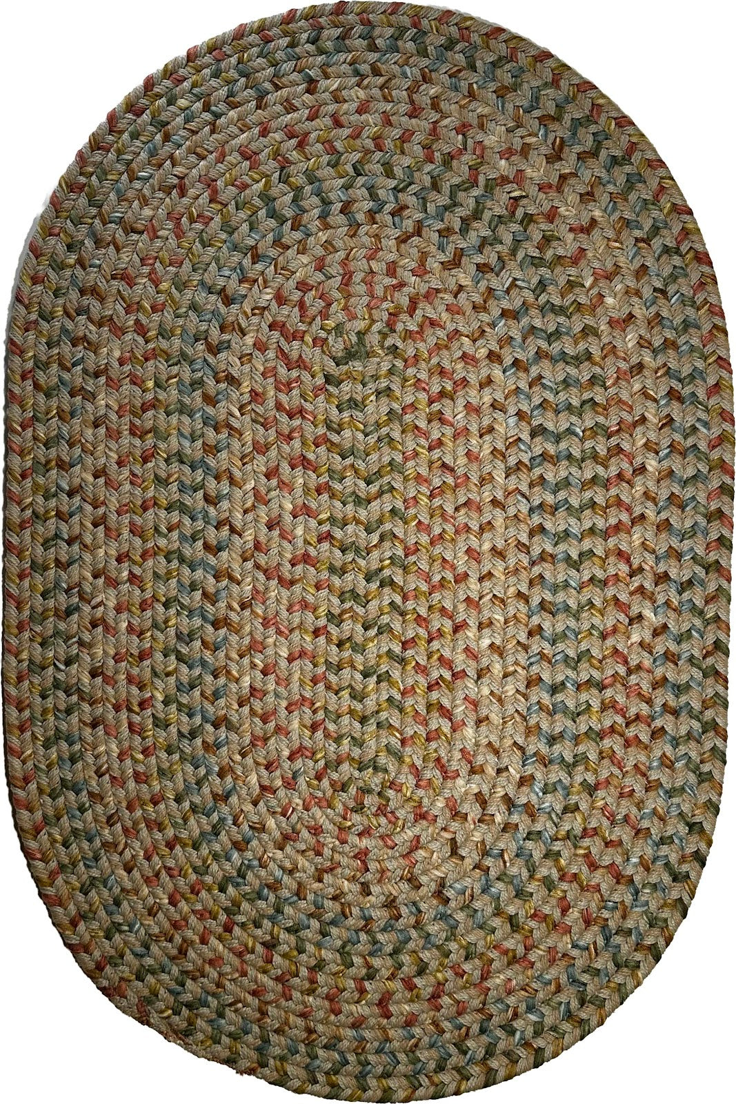 Beige braided oval rug –  multicolor reversible made in USA