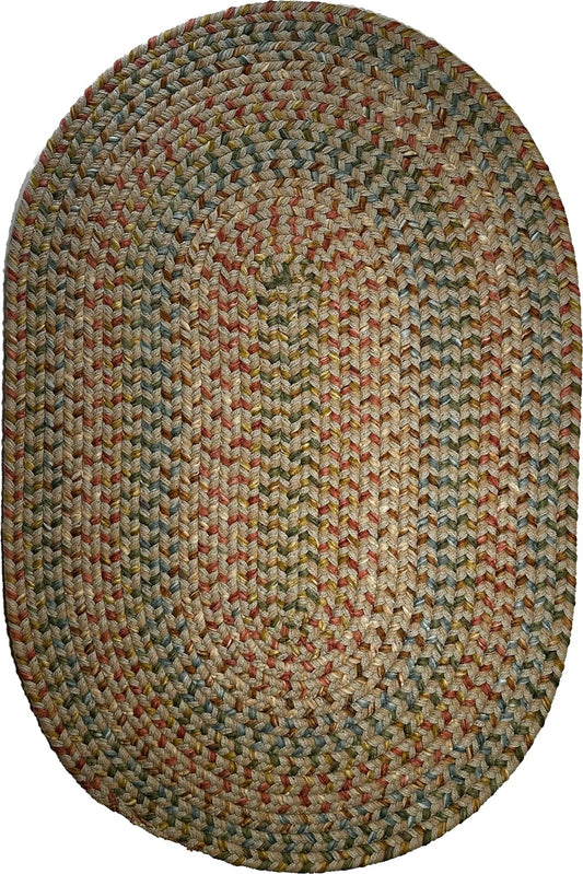 Beige braided oval rug –  multicolor reversible made in USA