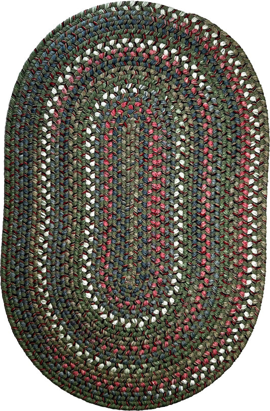 Olive braided oval rug –  multicolor reversible made in USA