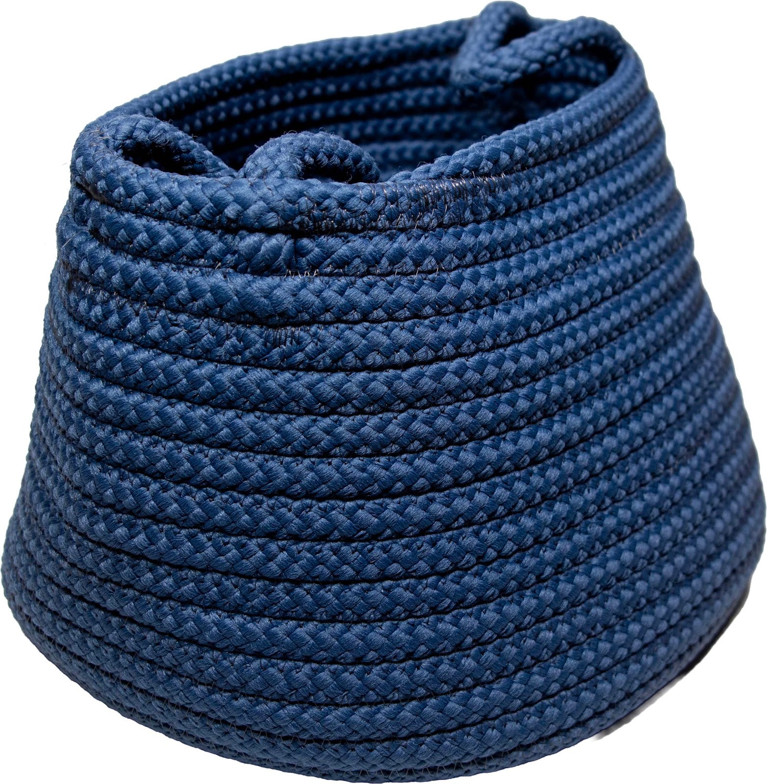 Beehive braided storage basket in Jasmine blue, round 14x14x10 polypropylene basket with sewn handles, made in USA
