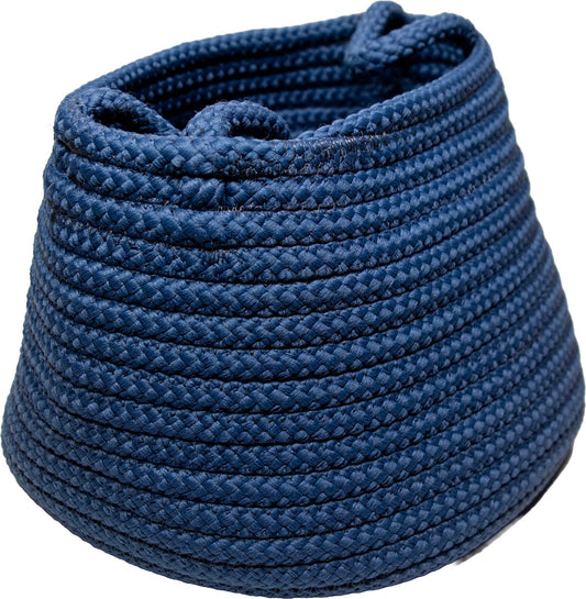 Beehive braided storage basket in Jasmine blue, round 14x14x10 polypropylene basket with sewn handles, made in USA