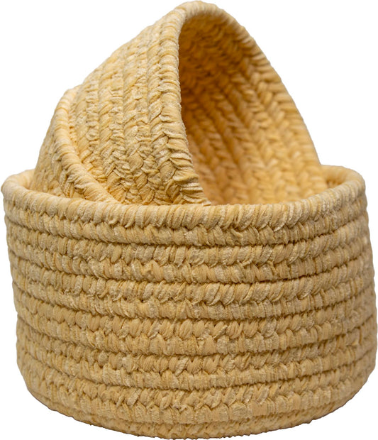 Outer Banks braided nesting bowl set in Dandelion, 3-piece round polypropylene storage bowls, made in USA